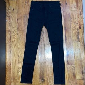 Black jeans with black pearl detail